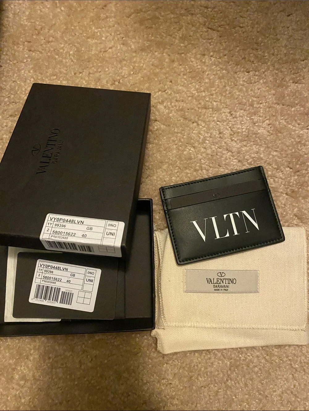 Valentino Garavani Black VLTN Leather Card Case